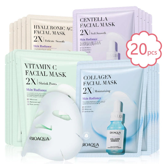 20pcs BIOAQUA Collagen Face Masks – Hydrating & Refreshing